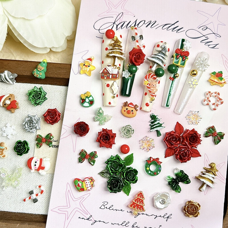 Mixed Christmas Series Resin Nail  Accessories